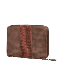 エルメス エールライン パースPM 二つ折り財布 ラウンドファスナー ブラウン シルバー金具 キャンバス レディース HERMES 【中古】