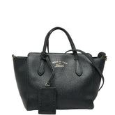 グッチ スウィング ハンドバッグ ショルダーバッグ 2WAY 368827 ブラック レザー レディース GUCCI 【中古】