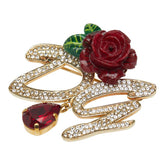 ドルチェアンドガッバーナ バラ ラインストーン ブローチ ゴールド レッド メッキ レディース DOLCE&GABBANA 【中古】