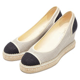 シャネル ココマーク パンプス エスパドリーユ ウェッジソール サイズ:36 1/2 グレー ネイビー キャンバス レディース CHANEL 【中古】