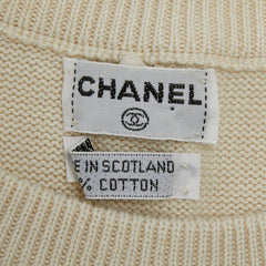 シャネル ニットワンピース サイズS ブラック ホワイト コットン レディース CHANEL 【中古】