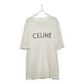 セリーヌ 22SS ロゴ メッシュ Tシャツ オーバーサイズ サイズ:L 2X59A950P ホワイト ブラック コットン メンズ CELINE 【中古】