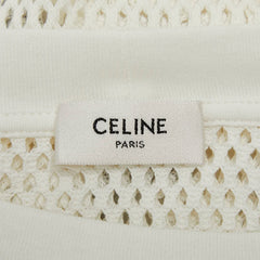 セリーヌ 22SS ロゴ メッシュ Tシャツ オーバーサイズ サイズ:L 2X59A950P ホワイト ブラック コットン メンズ CELINE 【中古】