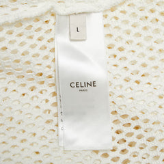 セリーヌ 22SS ロゴ メッシュ Tシャツ オーバーサイズ サイズ:L 2X59A950P ホワイト ブラック コットン メンズ CELINE 【中古】
