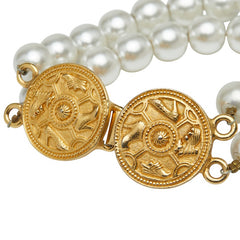 サルヴァトーレフェラガモ ブレスレット 2連 ゴールド メッキ フェイクパール レディース Salvatore Ferragamo 【中古】