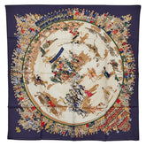 エルメス カレ90 CIRQUE MOLIER モリエサーカス スカーフ ネイビー ベージュ マルチカラー シルク レディース HERMES 【中古】