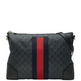 グッチ GGスプリーム メッセンジャーバッグ ショルダーバッグ 474139 ブラック PVC レザー メンズ GUCCI 【中古】