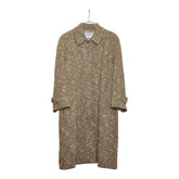 シャネル ココマークボタン ステンカラーコート ツイード ブラウン グレー ウール ナイロン レディース CHANEL 【中古】