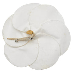 シャネル カメリア ブローチ コサージュ ホワイト ファブリック レディース CHANEL 【中古】