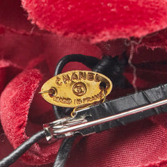 シャネル カメリア ブローチ ワインレッド ベロア レディース CHANEL 【中古】