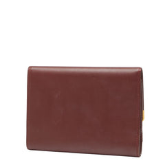 カルティエ マストライン 三つ折り財布 ボルドー ワインレッド レザー レディース CARTIER 【中古】