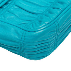 プラダ ナッパゴーフル チェーン ショルダーバッグ BT0939 ブルー レザー レディース PRADA 【中古】