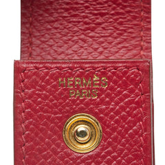 エルメス ガムケース リップケース 印鑑ケース レッド レザー レディース HERMES 【中古】