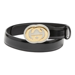 グッチ インターロッキングG ベルト サイズ:70/28 598092 ブラック レザー レディース GUCCI 【中古】