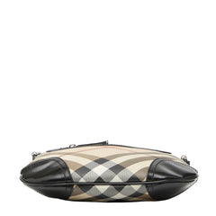 バーバリー ノバチェック 斜め掛け ショルダーバッグ ベージュ ブラック PVC レザー レディース BURBERRY 【中古】