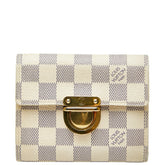 ルイ ヴィトン ダミエ アズール ポルトフォイユ コアラ 二つ折り財布 N60013 ホワイト ゴールド PVC メッキ レディース LOUIS VUITTON 【中古】