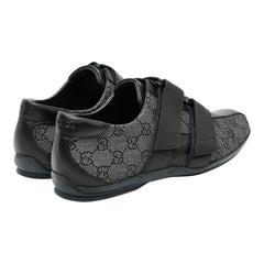 グッチ GGキャンバス ベルクロ ローカット スニーカー サイズ:8.5 093391 ブラック キャンバス レザー メンズ GUCCI 【中古】