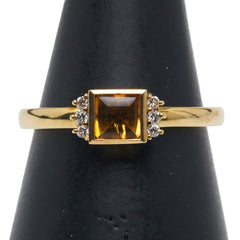 コムサ デ モード K18YG イエローゴールド シトリントパーズ ダイヤ0.04ct リング 指輪 レディース COMME CA DU MODE 14号 【中古】