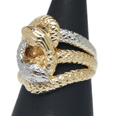 K18YG イエローゴールド Pt900 プラチナ コンビ ダイヤ 蛇 スネーク モチーフ リング 指輪 レディース 11.5号 【中古】