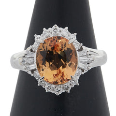 Pt900 プラチナ インペリアルトパーズ2.40ct ダイヤ0.41ct リング 指輪 レディース 11号 【中古】