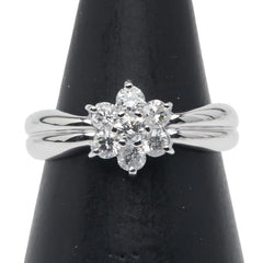 K18WG ホワイトゴールド ダイヤ0.50ct フラワー 花 モチーフ リング 指輪 レディース 9号 【中古】