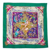 エルメス カレ90 TROPIQUES トロピック スカーフ グリーン マルチカラー シルク レディース HERMES 【中古】