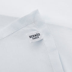 エルメス Hロゴ 刺繍 ハンカチ ライトブルー コットン レディース HERMES 【中古】