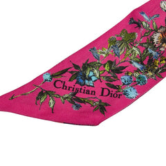 クリスチャンディオール フローラル ミッツァ スカーフ ピンク マルチカラー シルク レディース Christian Dior 【中古】