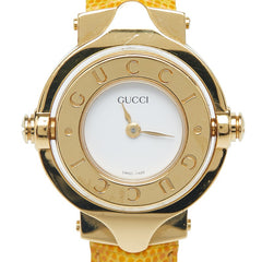 グッチ リバーシブル 腕時計 バングルウォッチ クオーツ ホワイト文字盤 ステンレススチール レザー レディース GUCCI 【中古】
