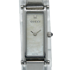グッチ 1Pダイヤ 腕時計 バングルウォッチ 1500L クオーツ シルバー文字盤 ステンレススチール レディース GUCCI 【中古】