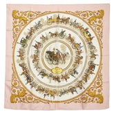 エルメス カレ90 LA PROMENADE DE LONGCHAMPS ロンシャンへの散歩 スカーフ ライトピンク マルチカラー レディース HERMES 【中古】