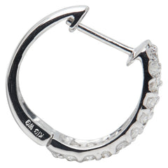 K18WG ホワイトゴールド ダイヤ1.00ct フープ ピアス レディース 【中古】