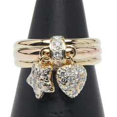 K18YG イエローゴールド K18PG ピンクゴールド ダイヤ0.30ct ハート スター 星 モチーフ リング 指輪 レディース 6.5号 【中古】