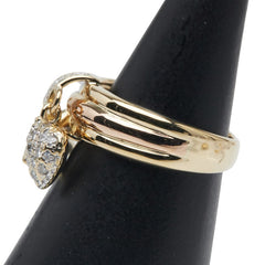 K18YG イエローゴールド K18PG ピンクゴールド ダイヤ0.30ct ハート スター 星 モチーフ リング 指輪 レディース 6.5号 【中古】