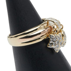 K18YG イエローゴールド K18PG ピンクゴールド ダイヤ0.30ct ハート スター 星 モチーフ リング 指輪 レディース 6.5号 【中古】