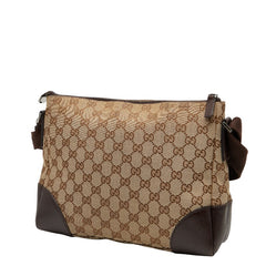 グッチ GGキャンバス 斜め掛け ショルダーバッグ 114273 ベージュ ブラウン キャンバス レザー レディース GUCCI 【中古】