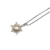 タサキ K18WG ホワイトゴールド マベパール約13.5mm ダイヤ0.08ct ペンダントネックレス レディース TASAKI 【中古】
