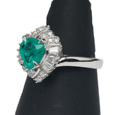 Pt900 プラチナ エメラルド1.12ct ダイヤ0.39ct リング 指輪 レディース 12号 【中古】