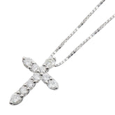 Pt900 プラチナ Pt850 プラチナ ダイヤ1.00ct クロス 十字架 モチーフ ペンダントネックレス レディース 【中古】