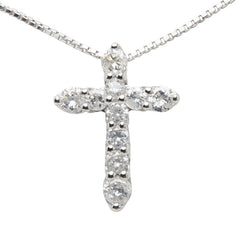 Pt900 プラチナ Pt850 プラチナ ダイヤ1.00ct クロス 十字架 モチーフ ペンダントネックレス レディース 【中古】