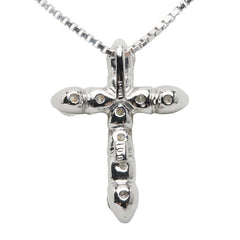 Pt900 プラチナ Pt850 プラチナ ダイヤ1.00ct クロス 十字架 モチーフ ペンダントネックレス レディース 【中古】