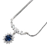 Pt900 プラチナ Pt850 プラチナ サファイア0.64ct ダイヤ0.32ct ペンダントネックレス レディース 【中古】