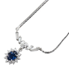 Pt900 プラチナ Pt850 プラチナ サファイア0.64ct ダイヤ0.32ct ペンダントネックレス レディース 【中古】