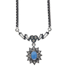 Pt900 プラチナ Pt850 プラチナ サファイア0.64ct ダイヤ0.32ct ペンダントネックレス レディース 【中古】