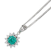 Pt850 プラチナ エメラルド0.54ct ダイヤ0.19ct ペンダントネックレス レディース 【中古】