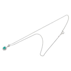 Pt850 プラチナ エメラルド0.54ct ダイヤ0.19ct ペンダントネックレス レディース 【中古】