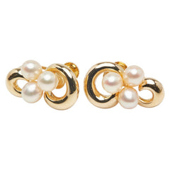 タサキ K18YG イエローゴールド アコヤパール4~4.5mm ネジ式 イヤリング レディース TASAKI 【中古】