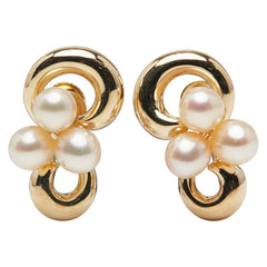 タサキ K18YG イエローゴールド アコヤパール4~4.5mm ネジ式 イヤリング レディース TASAKI 【中古】