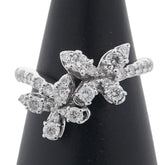 K14WG ホワイトゴールド ダイヤ1.00ct 花 フラワー 蝶 モチーフ リング 指輪 レディース 14号 【中古】