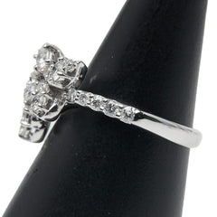 K14WG ホワイトゴールド ダイヤ1.00ct 花 フラワー 蝶 モチーフ リング 指輪 レディース 14号 【中古】